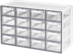Blue Ginkgo Medium 16-Drawer Cabinet – Stackable Clear Organizer for Hardware, Beads, Plastic Bricks, Office, and Craft Storage (Made in Korea, Gray)