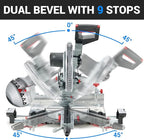 Double Bevel Compound Sliding Miter Saw, Double-Bevel Corded Miter Saw with Laser Guide & 15-Amp Heavy-Duty Motor, Sliding Miter Saw with TCT Saw Blade for Woodworking (12")