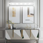 Ralbay LED Modern Chrome Vanity Lights 6 Lights Stainless Steel Acrylic Modern LED Bathroom Vanity Lights Over Mirror (4500K Neutral White Light)