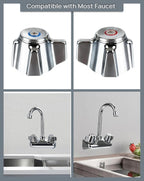 Commercial Faucet Handle Replacement Kit Outdoor Faucet Handles 0.43 Round Stem Hole Faucet Handle Sillcock Valve Stems for Industrial, Restaurant, Kitchen Faucet (Red)