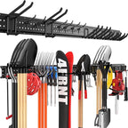 Garage Tool Organizer Wall Mount 64 inches with 13 Adjustable Heavy-Duty Hooks, Garage Organization, Garden Tool Storage Rack, Yard, and Shed, Holds Up to 520 lbs