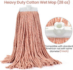 Matthew Cleaning Screw-on Heavy Duty Cotton Wet Mop Replacement Heads(Orange, Large,3Pack) with 2 Pack Microfiber Cloth for Residential & Commercial Floor Cleaning Use- Fit Standard American Screw