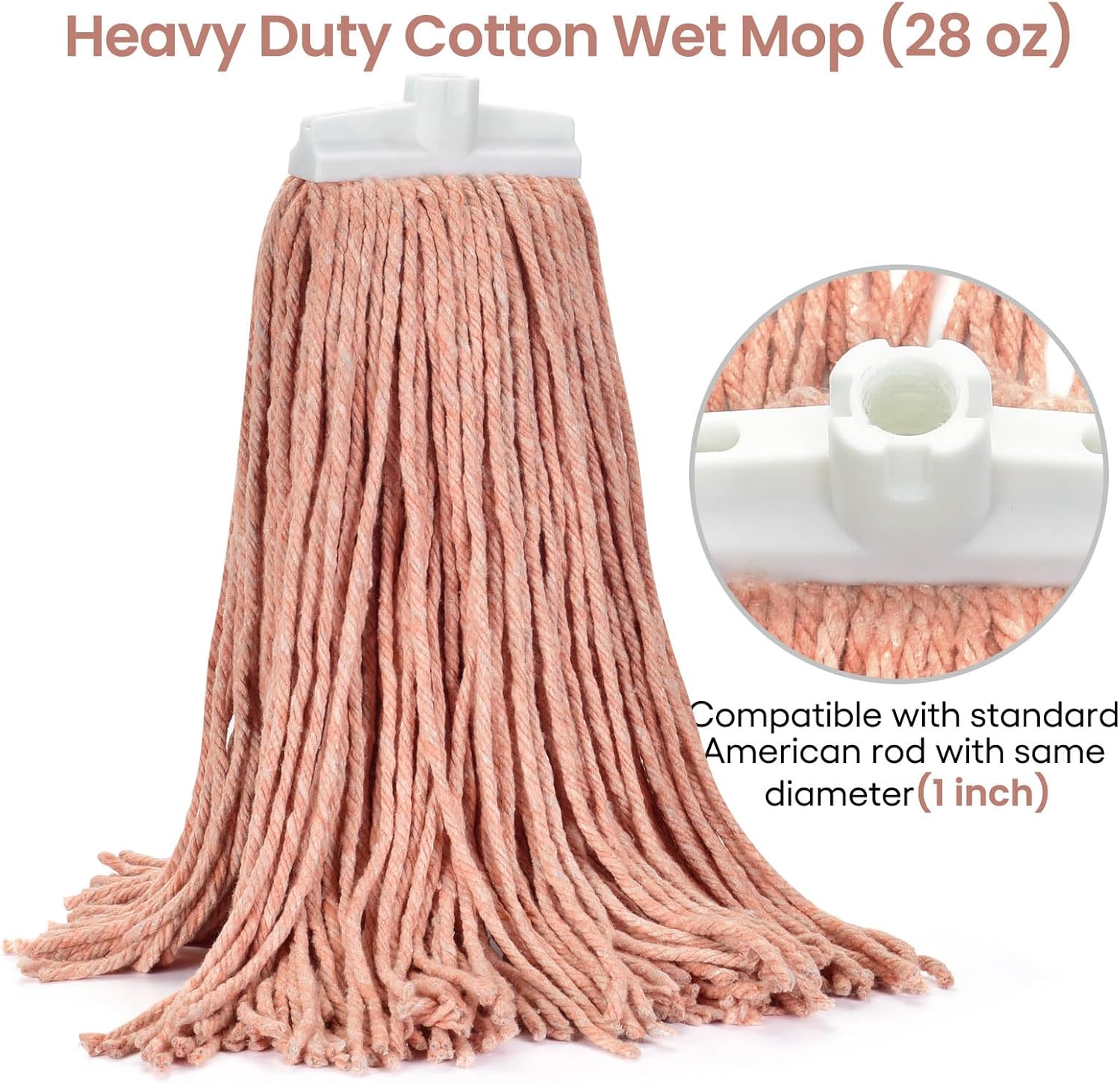 Matthew Cleaning Screw-on Heavy Duty Cotton Wet Mop Replacement Heads(Orange, Large,3Pack) with 2 Pack Microfiber Cloth for Residential & Commercial Floor Cleaning Use- Fit Standard American Screw