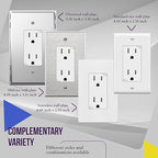 ENERLITES 61501-TR-WWP Decorator Receptacle Outlet with Wall Plate, Tamper-Resistant, Residential Grade, 3-Wire, Self-Grounding, 2-Pole, 15A 125V, UL Listed, White