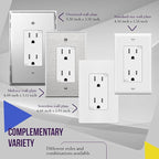 ENERLITES Decorator Receptacle, Wall Outlet with Wall Plate, Tamper-Resistant, Gloss Finish, Residential Grade, 3-Wire, Self-Grounding, 2-Pole, 15A 125V, UL Listed, 61501-TR-WWP, White (10 Pack)
