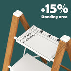 Taranta 3 Step Ladder,Aluminum Lightweight Folding 3 Step Stool with Anti-Slip Wide Pedal,330lbs Capacity Step Ladder for Household,Kitchen,Office - White Woodgrain