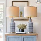 25" Modern Ceramic Lamps Single Table Lamp for Living Room Bedroom Farmhouse Nightstand Bedside Lamps