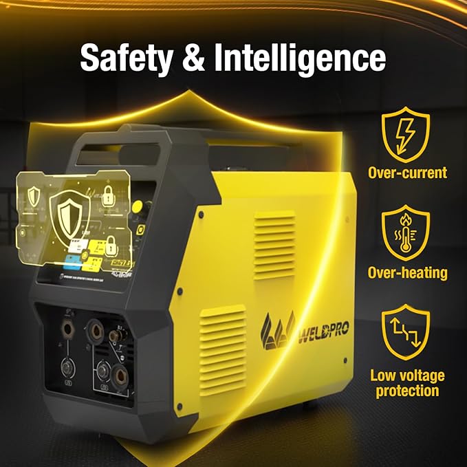 Weldpro MIG Welder 200A with Pulse, Aluminum MIG Welder 110V/220V with MIG/Flux Core/Stick/Spool Gun/AC/DC TIG 6 in 1 MultiProcess Welding Machine with Foot Pedal Omni 210
