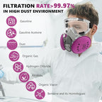 Respirator Mask with Filters, Reusable Half Face Respirator Mask for Asbestos, Resin, Fume, Dust, Welding, Painting