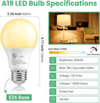 VOLIVO 12 Pack LED Light Bulbs, 60 Watt Equivalent A19 LED Bulb, Soft White 2700K, 9W E26 Standard Base, UL Listed 800 Lumens 120V, Non-Dimmable, Energy Saving Lightbulbs for Bedroom Indoor