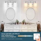 3-Light Brushed Nickel Bathroom Light Fixtures Over Mirror, Rustproof Brushed Nickel Vanity Light, Modern Bathroom Vanity Lights with Milky White Glass Shades, Wall Sconces for Bathroom Lighting