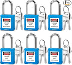 Lockout Tagout Locks 6-Pack｜OSHA Blue Loto Locks Keyed Different｜2 Keys/Lock for Industrial Machinery & Electrical Panels｜Chrome Steel & Laser Coding