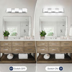 SineRise LED Modern Bathroom Vanity Light Fixtures (3-Light, 24-Inch, 6000K), Chrome Modern Acrylic Bathroom Wall Lighting Fixtures Over Mirror