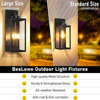 20in Large Outdoor Wall Light Fixtures, Exterior Lighting Fixtures Porch Sconces Wall Mounted, Waterproof Black Outdoor Wall Lanterns Lamps, Outside Lights for House Patio Front Door Entryway, 2-Pack