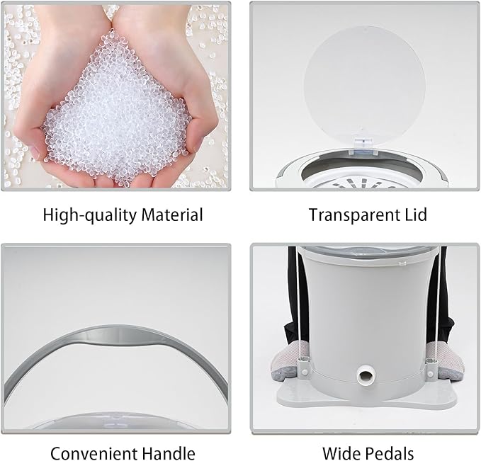 Mini Portable Washing Machine, 2 in 1 Hand Cranked Manual Clothes Non-Electric Washing Machine and Spin Dryer, 9L Capacity Washer/Dryer for Camping, Apartments, RV's, Outdoor (White Large)