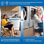 Compact Mini Twin Tub 18lbs Washing Machine with Drying Rack, 11 lbs Washer Mini Compact Laundry Machine and 7 lbs Spinner, Convenient and Efficient for Dorms, Apartment (Blue)