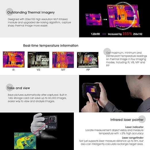 Thermal Imaging Camera, BTMETER Infrared Imager PF210 Detect Temperature -4°F~1022°F with 5 MP Visual Camera, 256 x 192 IR Resolution 25Hz, 3.5" Touch Screen, WiFi Hotspot Transmission