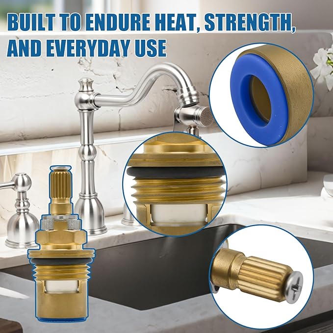 Faucet Cartridges Replacement Parts, Compatible with Kohler K-GP77005-RP & K-GP77006-RP Faucet Ceramic Valve, Hot and Cold Cartridges for Kitchen and Bathroom, 2 Packs, Brass