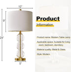 Oneach 24" Glass Table Lamps Set of 2, Gold Modern Table Lamps with USB Ports for Living Room, Linen Shade Bedside Lamps for Bedroom, Nightstand, Side Table (Bulbs not Included)