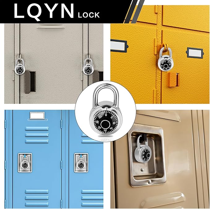 Combination Lock, LQYN Standard Dial Combination Lock, Pack of 48; Black Turnplate, 2 in. Wide, Fixed Three Digital Combination, for School, Gym & Locker, Toolbox, Gate