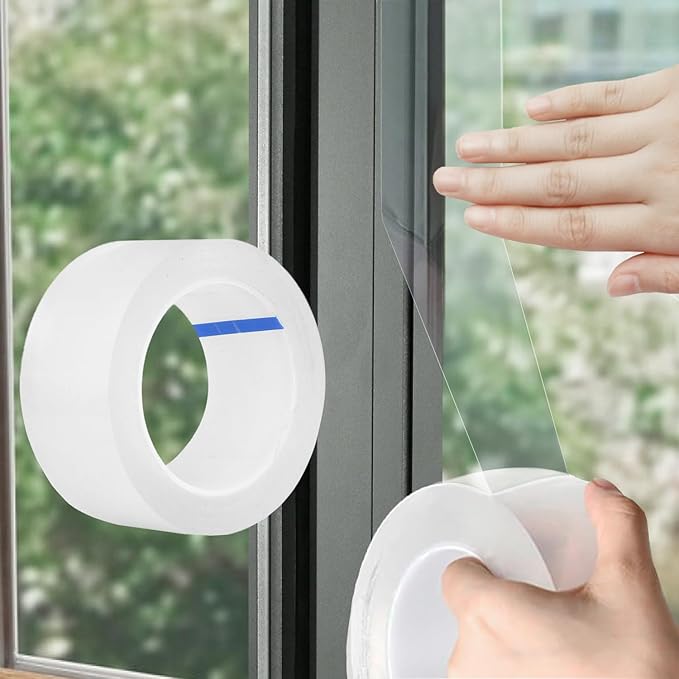 Weather Stripping Sealing Tape Clear Windows Insulation for Doors Draft Isolation Gaps Adhesive Nano Residue-Free (2 in x 33FT)