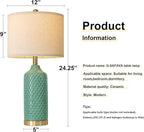 G-SAFAVA24.25 Modern Ceramic Green Table Lamps Set of 2 for Living Room, Farmhouse, Bedside, Bedroom, Side & End Tables Nightstand Light Home Office Desk Lamps Gifts