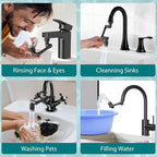 CECEFIN 1440° Rotating-Faucet-Extender Sink Aerator - 1080°+360° Large-Angle Splash Tap Extension with 2 Water Outlet, Swivel Multifunctional Robotic Arm for Kitchen/Bathroom, Black