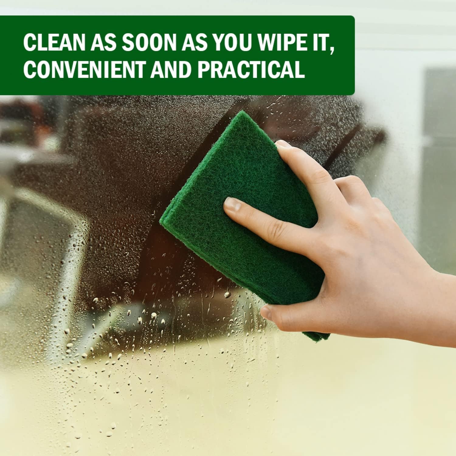 YoleShy 20 PCS Scouring Pad, Dish Scrubber Scouring Pads, 4.5 x 6 inch Green Reusable Household Scrub Pads for Dishes, Kitchen Scrubbers & Metal Grills