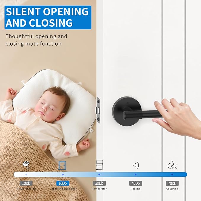 Amerdeco 6 Pack Matte Black Door Handles Interior,Knurled Privacy Door Handles with Lock,Heavy Duty Black Door Lever for Bedroom or Bathroom,Reversible Keyless for Left Right Handed Doors AM0027