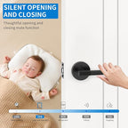 Amerdeco 4 Pack Matte Black Door Handles Interior,Knurled Privacy Door Handles with Lock,Heavy Duty Black Door Lever for Bedroom or Bathroom,Reversible Keyless for Left Right Handed Doors AM0027