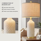 24.25" Modern Ceramic Table Lamps Set of 2 - Gold, Boho & Farmhouse Style for Living Room, Bedside & End Tables