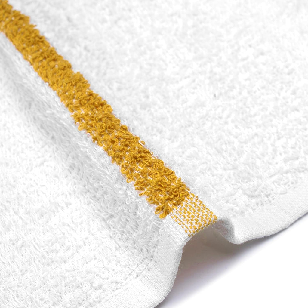 Bar Mops Gold Stripe Pack of 60 Kitchen Towels 16x19 Multi-Purpose for Home, Restaurant and Cleaning White Absorbent Washcloth Dishcloths Sets, Reusable Dish, Cloths Rags