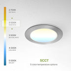 ASD 6 Pack LED Recessed Lighting 4 Inch 12W, 5 CCT 2700K-5000K CRI90+, IC Rated Ultra Thin Dimmable Ceiling Lights with J Box, Canless Wafer Downlight, Round Slim Panel Light, UL Listed, Nickel