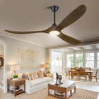 60" Outdoor Ceiling Fan with Light, Rustic Wifi Smart Ceiling Fan with Remote/APP/Alexa Control, 3 Wood Blade Propeller DC Ceiling Fans for Indoor Exterior Patios Porch Garage, Quiet Energy Efficient