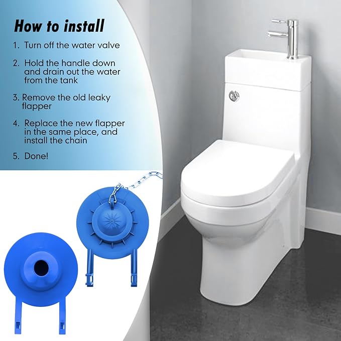 2-inch Universal Toilet Flapper, Rubber Seal Toilet Flapper Replacement Kit for Toilet Tank Compatible with American Standard, Kohler, Gerber, Toto Toilet 2 Pack (Blue)