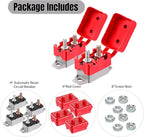 4 Pieces DC 12V - 24V Automatic Reset Circuit Breaker Circuit Breaker with Cover Stud Bolt for Automotive and More (25 Amp)