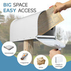 Metal Mailboxes Post Mount, Galvanized Steel Outside Mail Box, Standard Medium Capacity, 20 x 8.7 x 6.7 Inches, White