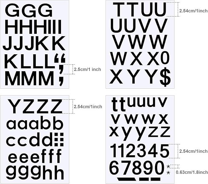 Outus 8 Sheets Vinyl Letter Stickers Self Adhesive Mailbox Numbers Alphabet Stickers Stick on Letters for Christmas Stockings Scrapbook Bulletin Board School Business(1 Inch,Black)