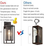 14" Outdoor Wall Light Fixtures Waterproofed Exterior Lantern W/Sturdy Rectangular Double Cage In Old Rust&Clear Tempered Glass,Sconce Mounted For House Patio,Front door,Porch,Yard, Lighting 2Pack