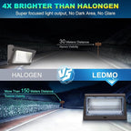 ledmo LED 120W Wall Pack Light with Photocell, 15840LM 5000K Dusk to Dawn Outdoor Commercial Security Lighting, IP65 Waterproof Outdoor Wall Lights