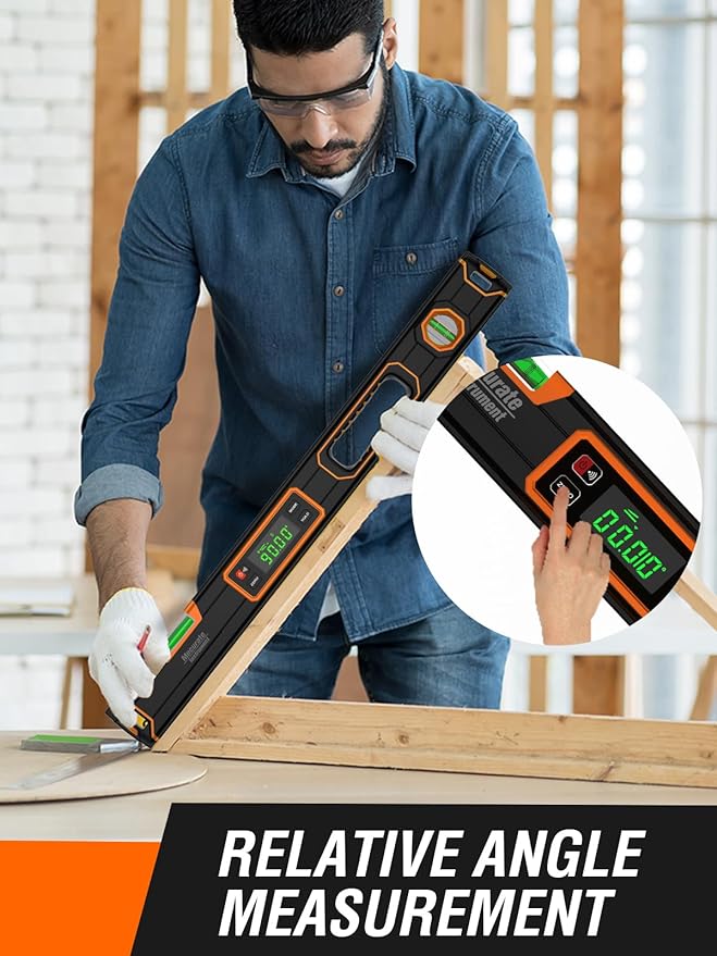 Mecurate 24-Inch Digital Level, Professional Smart Precision Torpedo Level Tool, Bright LCD Display, Audible Alerts, Magnetic Bottom, Dust Water Resistant, with Carrying Case