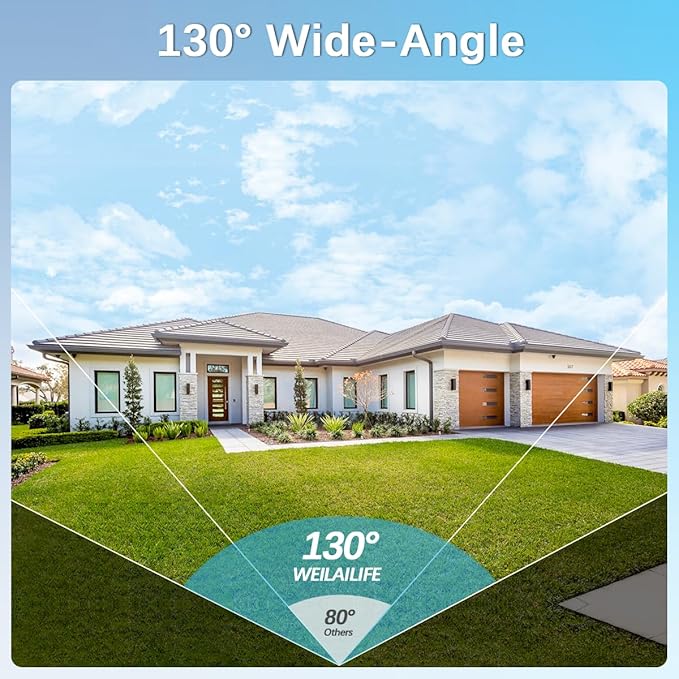 【90 Days Storage & 130° Wide Angle】 Outdoor Wireless Security Camera System, Wireless Cameras for Home Security, WiFi Video Surveillance DVR Kits