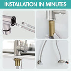 AIMADI Commerical Kitchen Faucet with Sprayer,Single Handle Pull Down Sprayer Kitchen Sink Faucet with LED Light Two Spout,Brushed Nickel