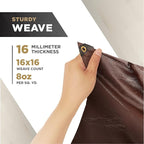 ATERET 12' x 20' Super Heavy Duty 16 Mil Brown Poly Tarp Cover - UV Resistant, Thick Waterproof, Rip and Tear Proof Tarpaulin with Grommets and Reinforced Edges