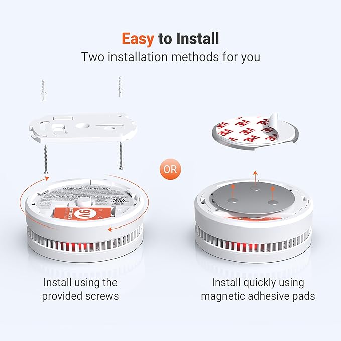 Jemay Smoke Detector Fire Alarms 9V Battery Operated with Photoelectric Sensor & Silence Button,10 Year Product Life Smoke Alarm Fire Detectors Easy to Install, 1 Pack