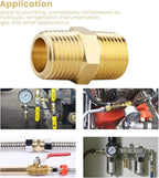 KOOTANS 1/2 NPT x 1/2 NPT Male Solid Brass Hex Nipples, Heavy Brass Pipe Adapter Fittings Equal Nipples Connectors 4Pieces