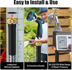 Garden Hose 75 ft, Stainless Steel Metal Water Hose 75 Feet with Nozzle, Flexible, Rust Proof, No-Kink, Heavy Duty, Leakproof 3/4 in Fittings, Lightweight Metal Hose, BT75S Model