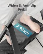 3 Step Ladder, Slim Folding Steps Stool with Handrail, Iron Foldable Black Ladder with Anti-Slip Wide Pedal, for Home, Kitchen, Office, Garage Use (300 lbs Capacity)