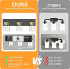 IZORRO Bathroom Vanity Light Fixture, 3-Light 22 Inch Black and Gold Bathroom Light Fixtures Over Mirror, with Clear Glass Shade, Modern Farmhouse Vanity Lights, Rustic Restroom Lighting Fixtures