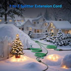 K KASONIC - 25 FT Halloween Lights Outdoor Extension Cord 1 to 3 Splitter, 3 Prong Outlets Plugs, 16AWG/3C SJTW Weatherproof Wire for Holiday Decoration Light, ETL Listed, Green